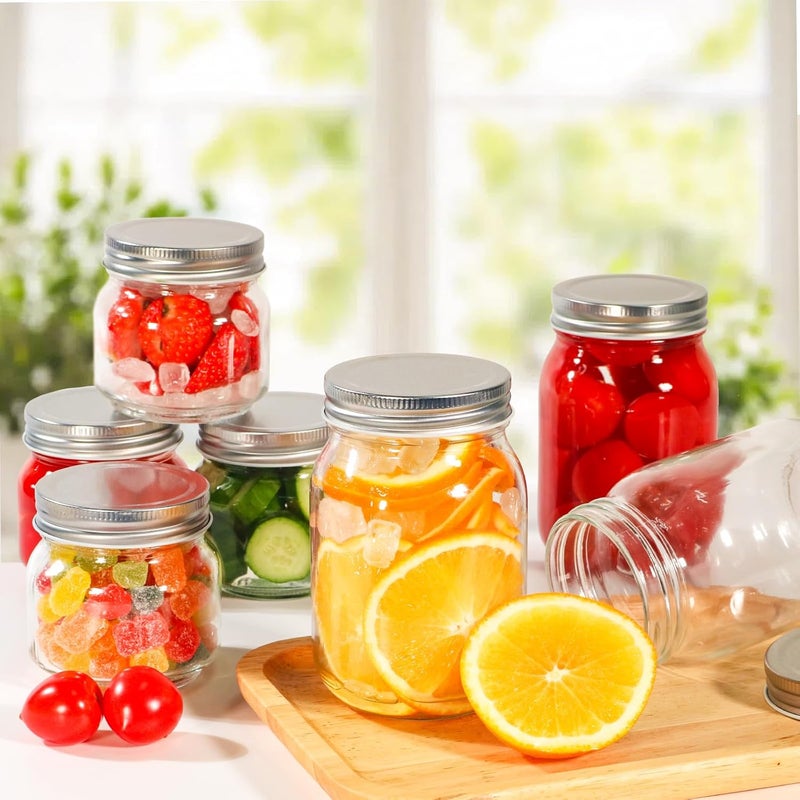 GUEQUITLEX Glass Mason Jars With Lids Genuine Preserve Jar 8oz, Canning Jars for Food Storage, Dry Food, Snacks, Candies, DIY Projects 8 Pack - Image 5